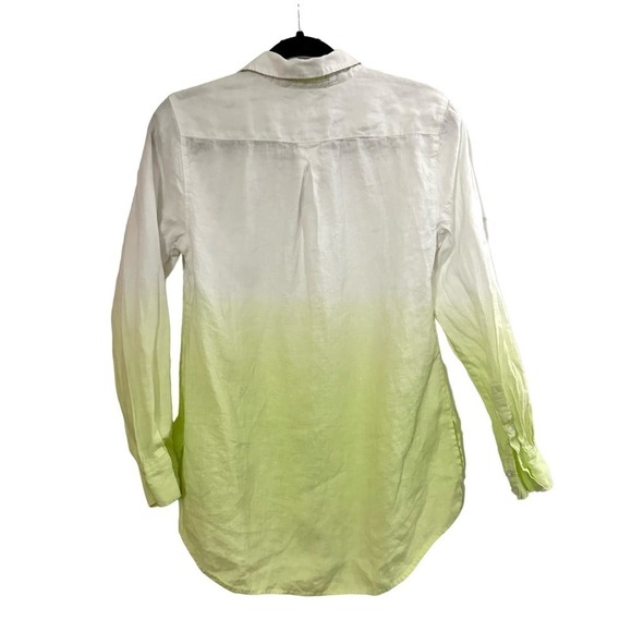 TOMMY BAHAMA Two Palms Women’s Linen Lime Dip Dye Button Down Shirt Top - Sz XS - Picture 4 of 5